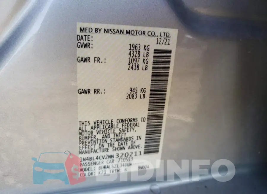 1N4BL4CV2NN320211 Photo# 10