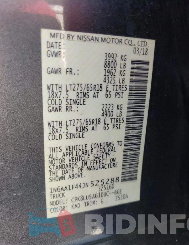 1N6AA1F44JN525288 Photo# 10