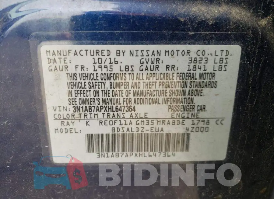 3N1AB7APXHL647364 Photo# 10