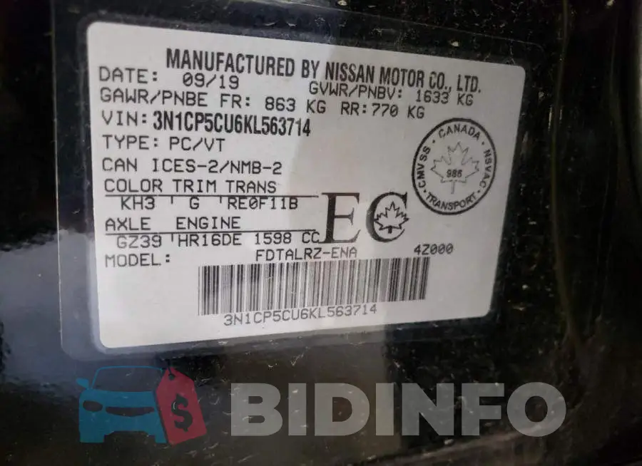3N1CP5CU6KL563714 Photo# 10