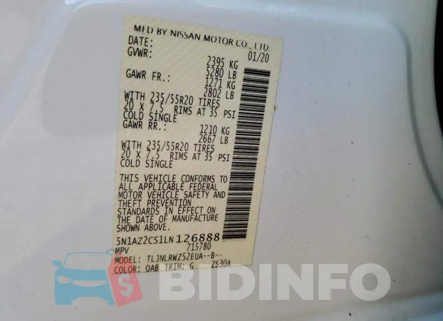 5N1AZ2CS1LN126888 Photo# 10
