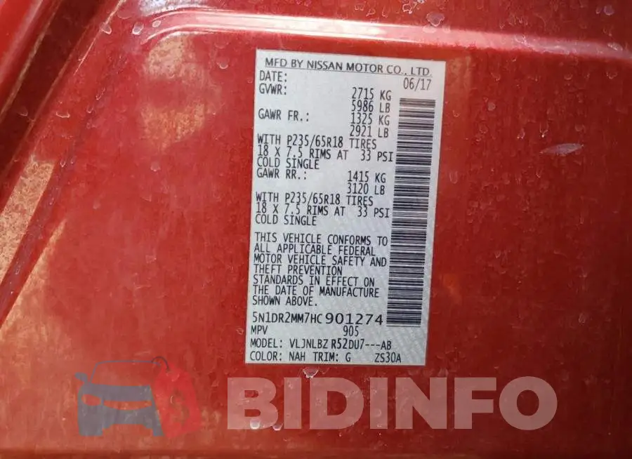5N1DR2MM7HC901274 Photo# 10