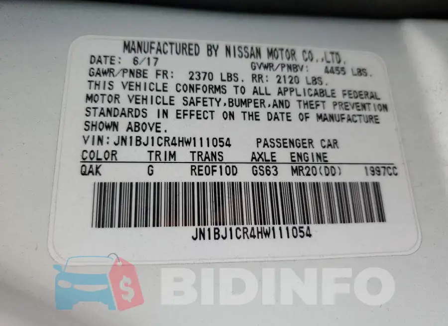 JN1BJ1CR4HW111054 Photo# 10