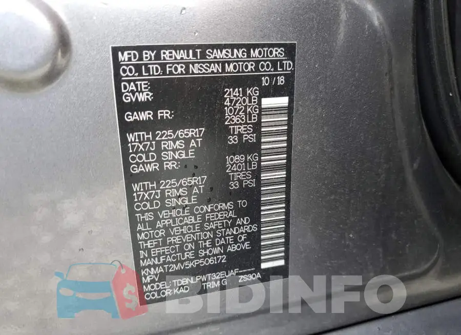 KNMAT2MV5KP506172 Photo# 10