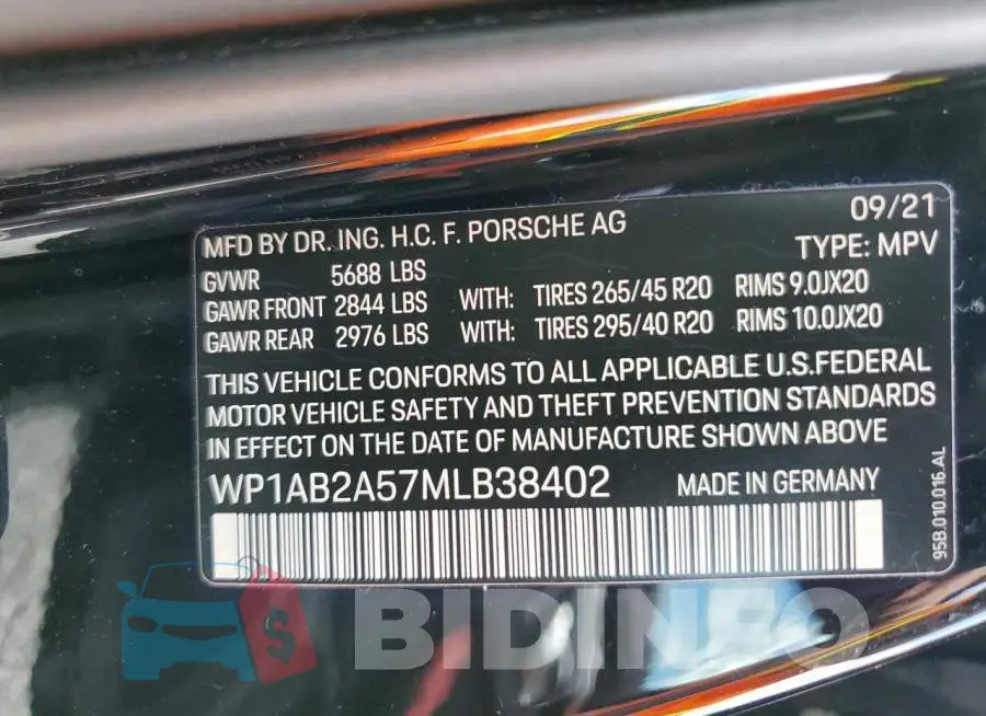 WP1AB2A57MLB38402 Photo# 10