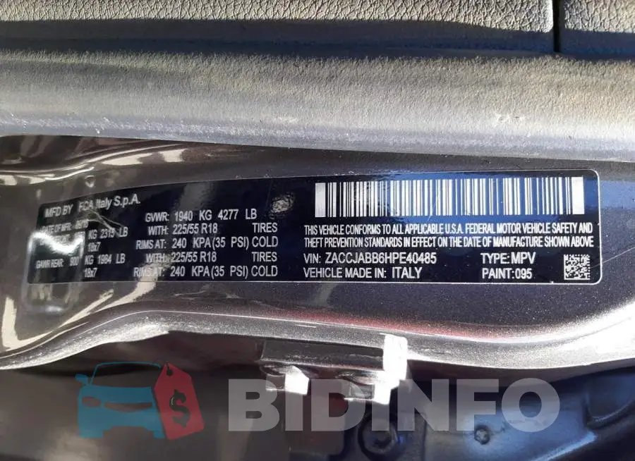 ZACCJABB6HPE40485 Photo# 10