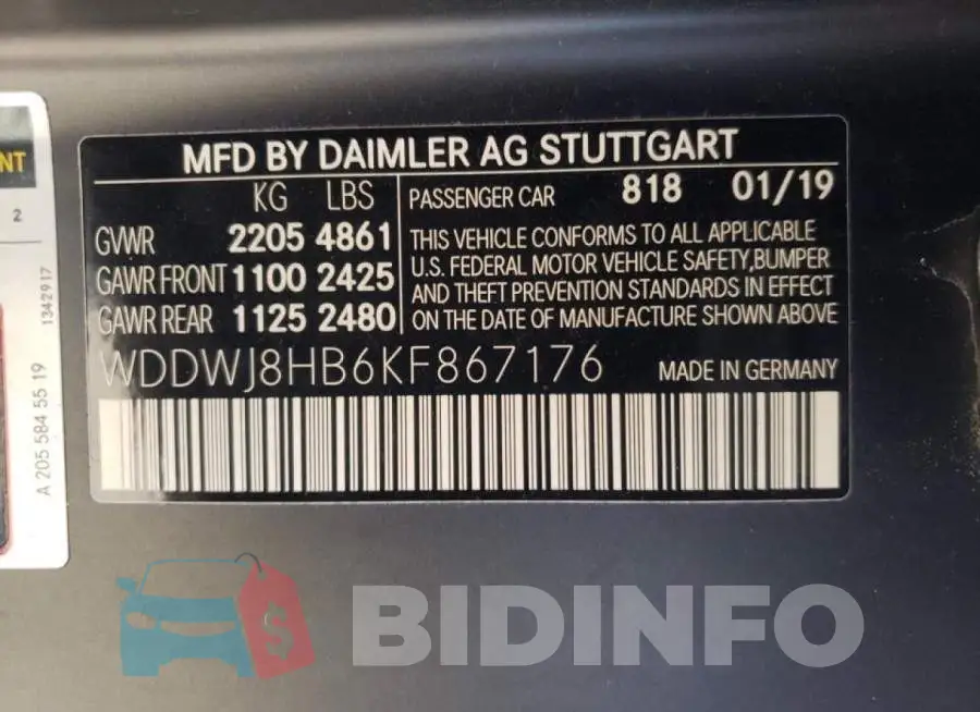 WDDWJ8HB6KF867176 Photo# 10