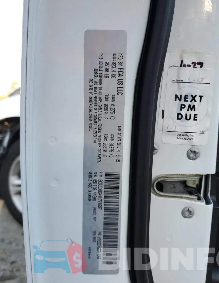 2C3CDXBG4KH720697 Photo# 10