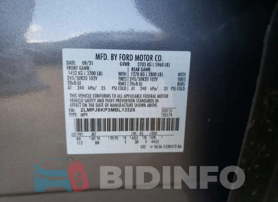 2LMPJ8KP3MBL13326 Photo# 10