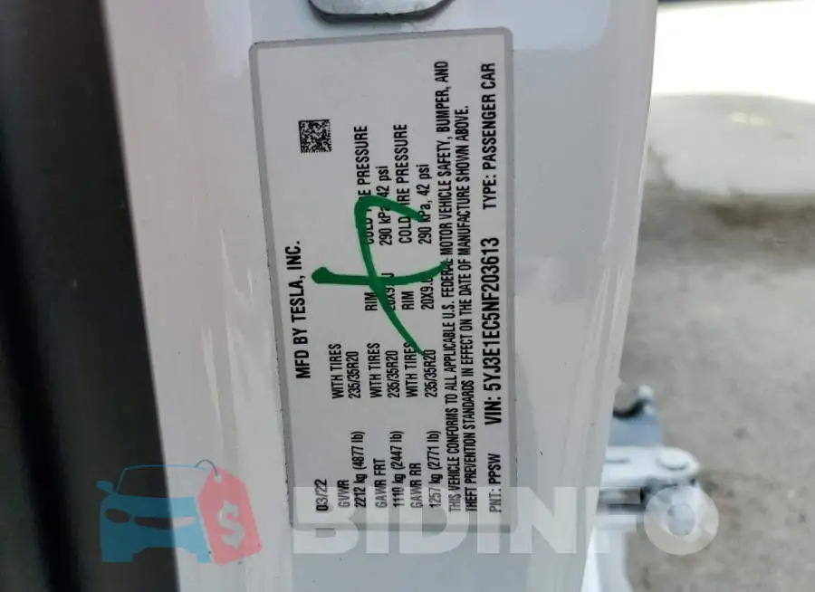 5YJ3E1EC5NF203613 Photo# 10