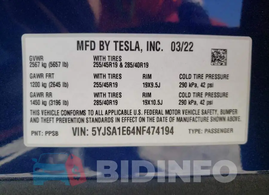 5YJSA1E64NF474194 Photo# 10