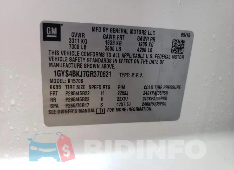 1GYS4BKJ7GR370621 Photo# 10