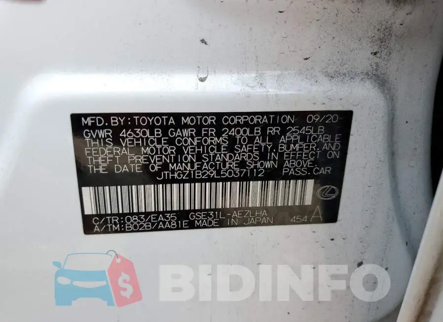 JTHGZ1B29L5037112 Photo# 10