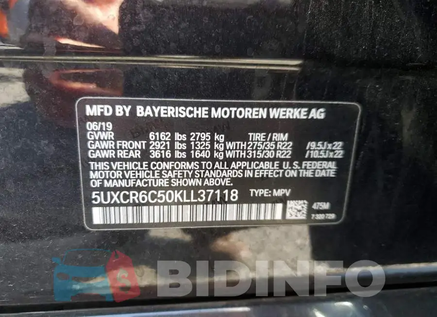 5UXCR6C50KLL37118 Photo# 10