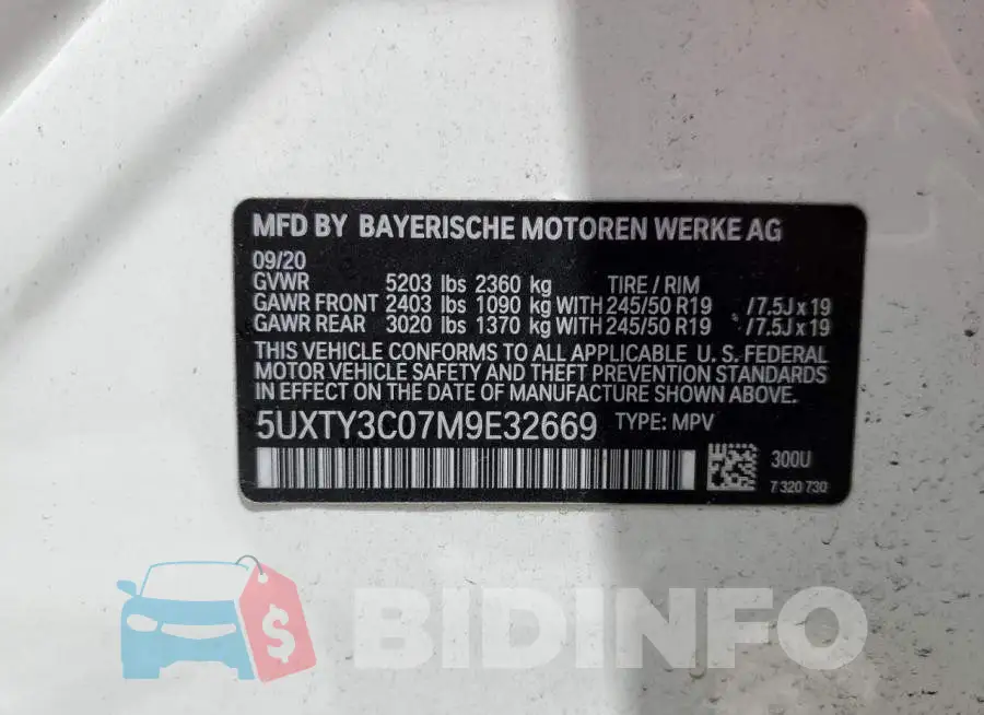 5UXTY3C07M9E32669 Photo# 10