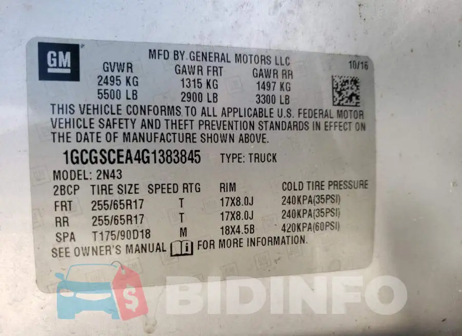 1GCGSCEA4G1383845 Photo# 10