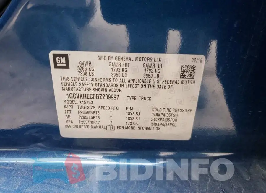 1GCVKREC6GZ209997 Photo# 10