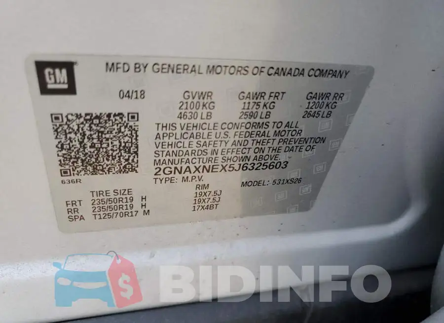 2GNAXNEX5J6325603 Photo# 10