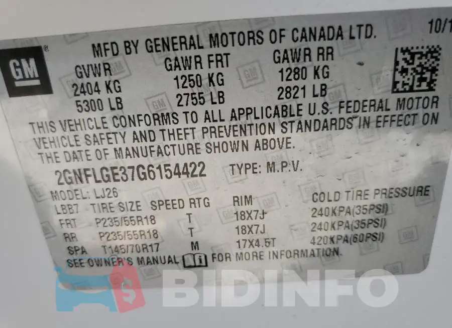 2GNFLGE37G6154422 Photo# 10