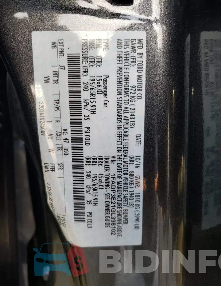 1FADP3E21GL398102 Photo# 10