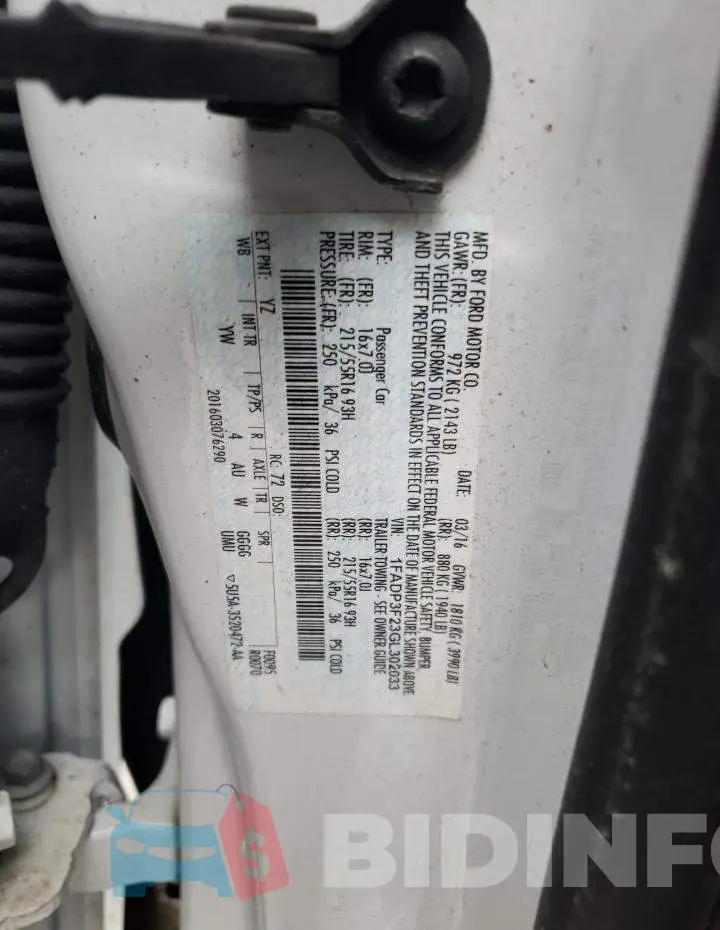 1FADP3F23GL302033 Photo# 10
