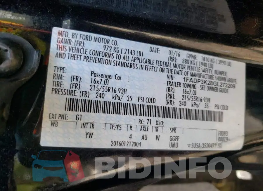 1FADP3K28GL272209 Photo# 10