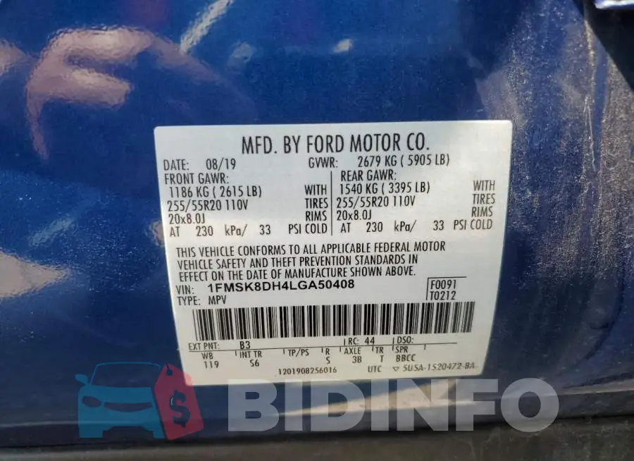 1FMSK8DH4LGA50408 Photo# 10