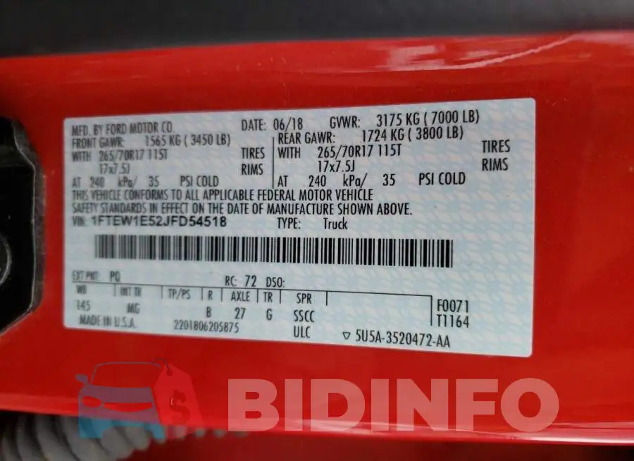 1FTEW1E52JFD54518 Photo# 10