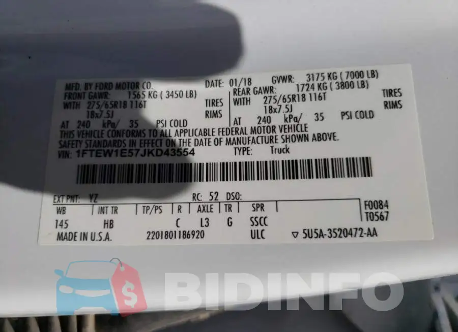 1FTEW1E57JKD43554 Photo# 10