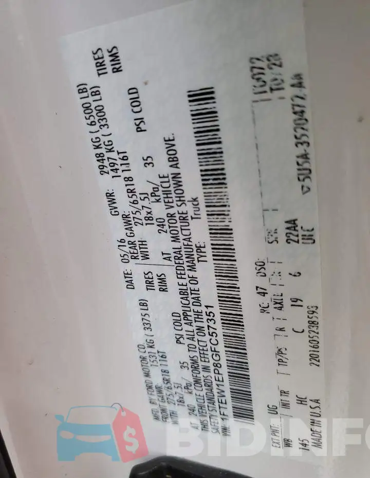 1FTEW1EP8GFC57351 Photo# 10