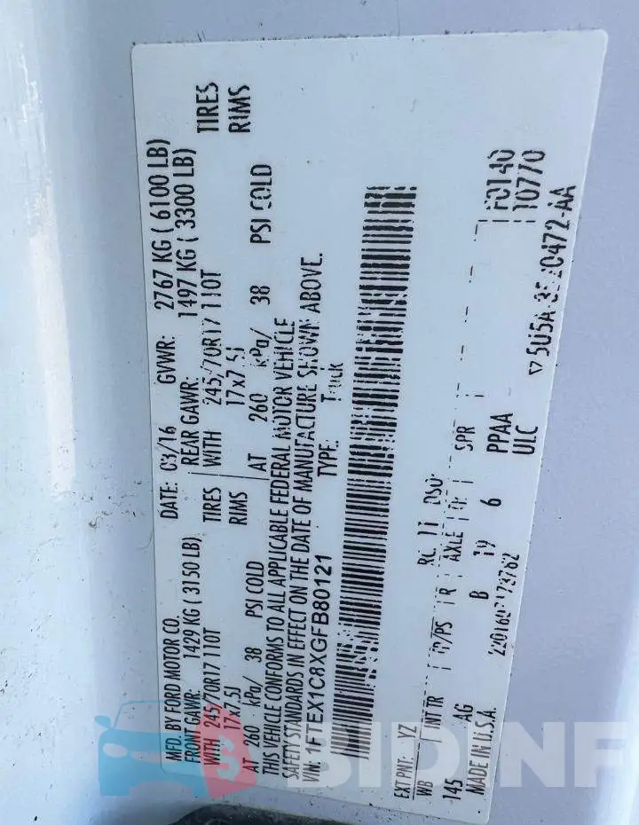 1FTEX1C8XGFB80121 Photo# 10