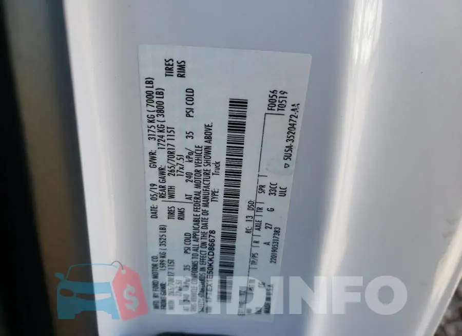 1FTEX1E50KKD86678 Photo# 10