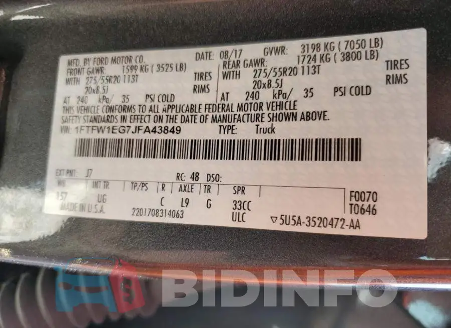 1FTFW1EG7JFA43849 Photo# 10