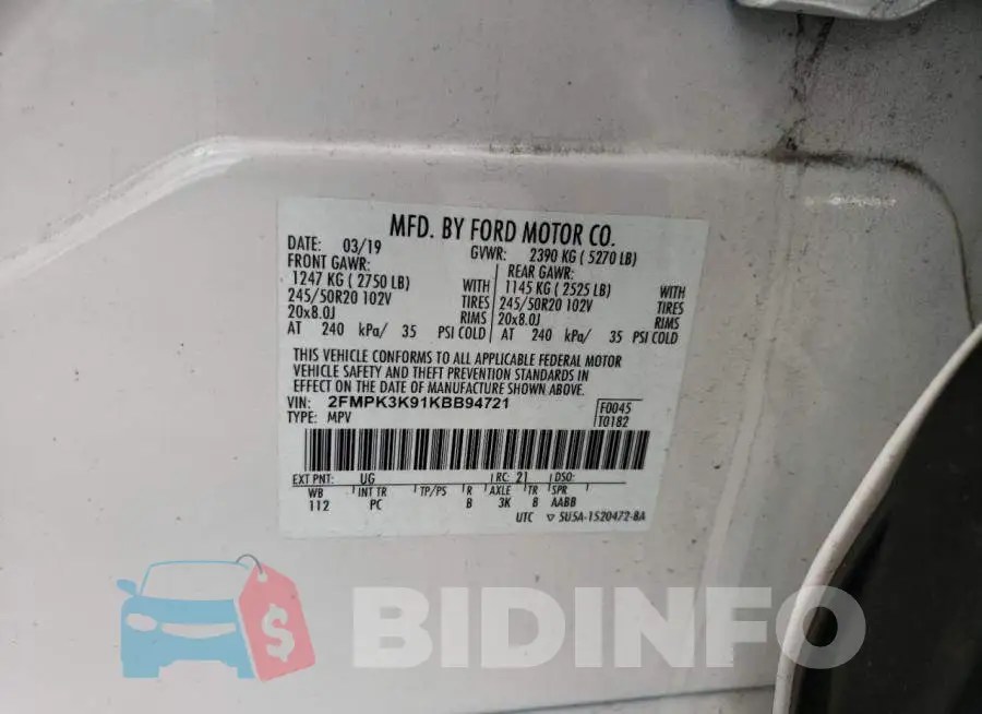 2FMPK3K91KBB94721 Photo# 10