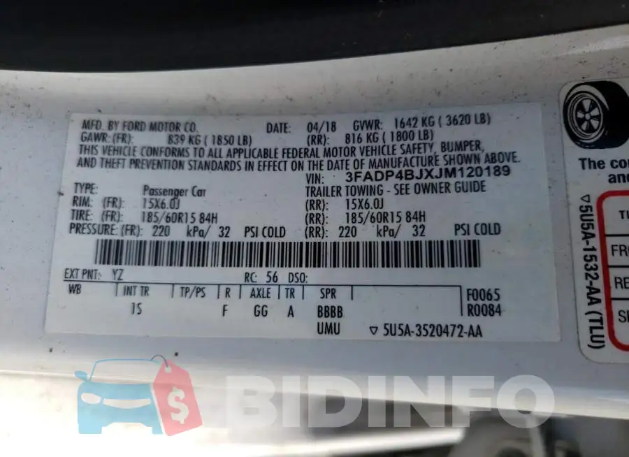 3FADP4BJXJM120189 Photo# 10