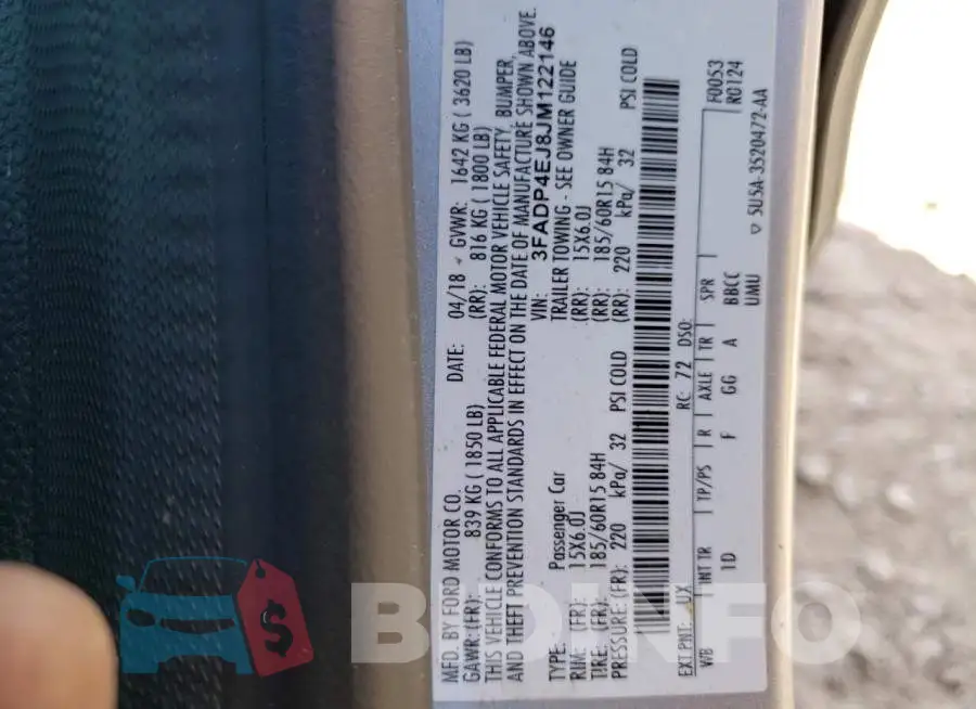 3FADP4EJ8JM122146 Photo# 10
