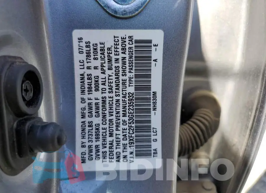 19XFC2F53GE235932 Photo# 10