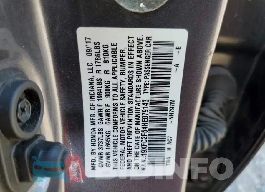 19XFC2F54HE079143 Photo# 10