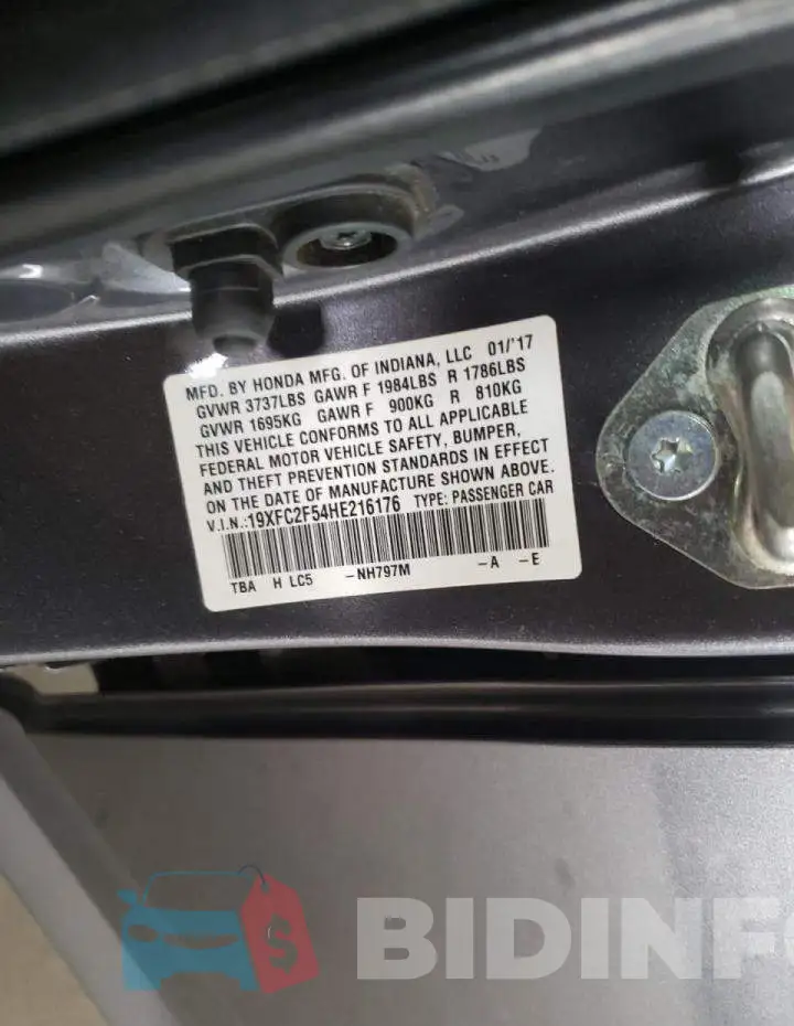 19XFC2F54HE216176 Photo# 10