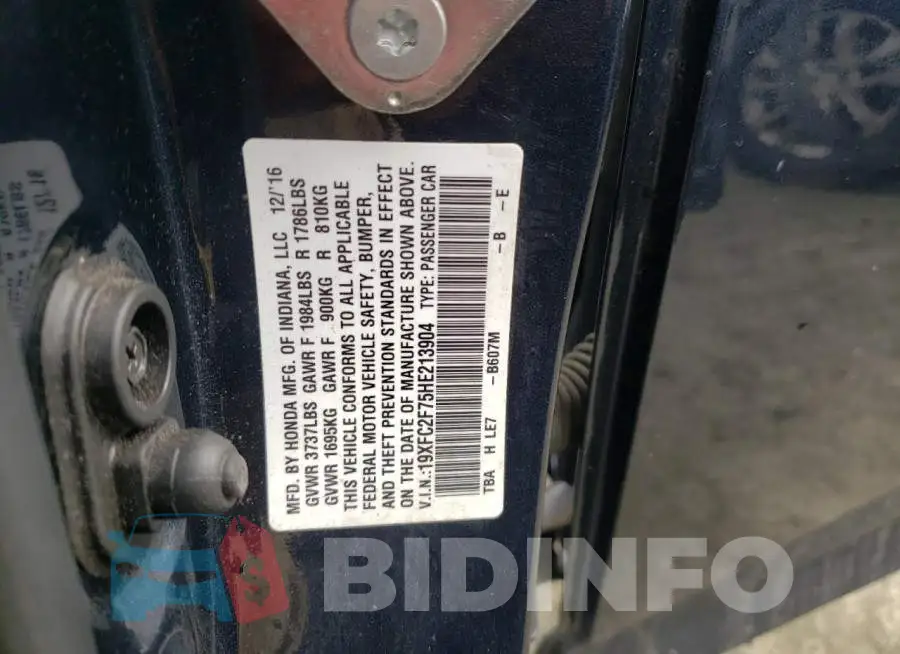 19XFC2F75HE213904 Photo# 10