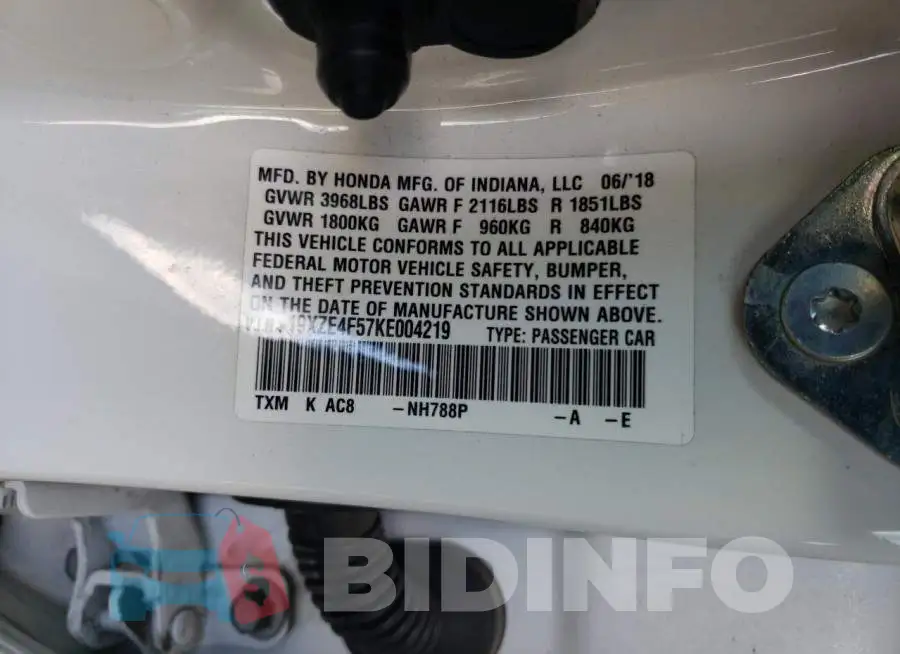19XZE4F57KE004219 Photo# 10
