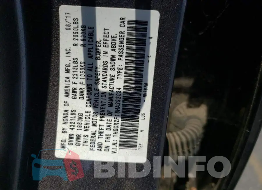 1HGCR2F18HA292034 Photo# 10