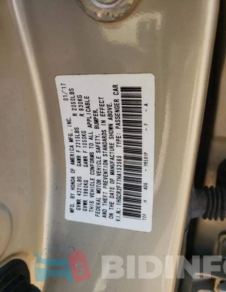 1HGCR2F77HA153565 Photo# 10