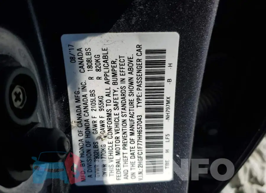2HGFC1F77HH657043 Photo# 10
