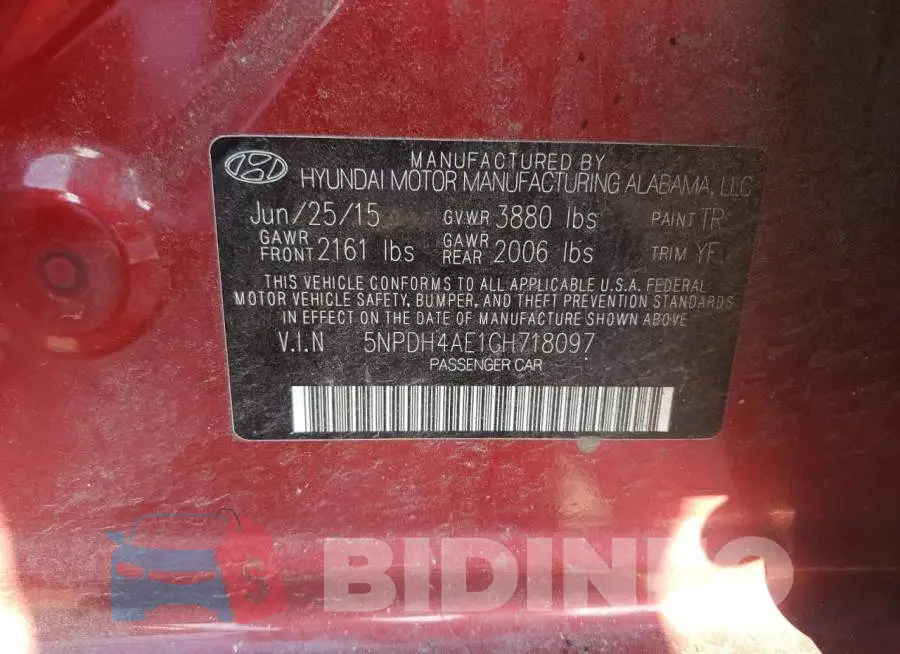 5NPDH4AE1GH718097 Photo# 10