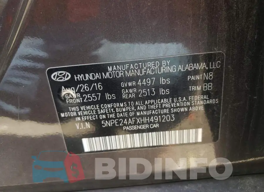 5NPE24AFXHH491203 Photo# 10