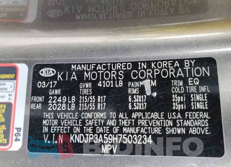 KNDJP3A59H7503234 Photo# 10