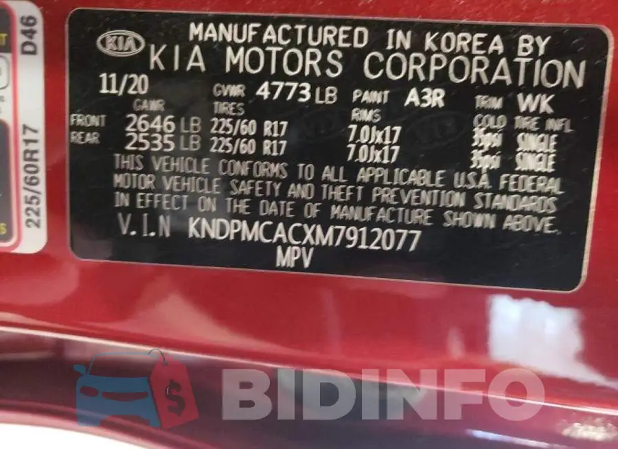 KNDPMCACXM7912077 Photo# 10