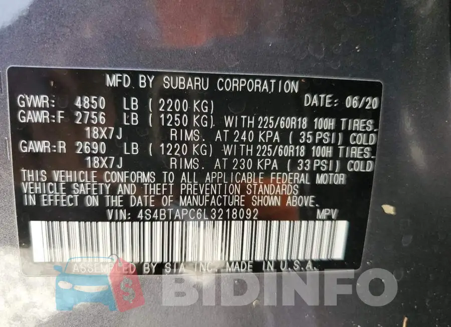 4S4BTAPC6L3218092 Photo# 10
