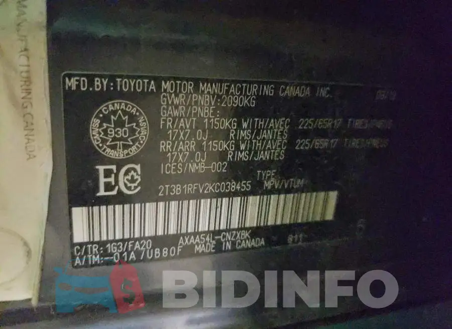 2T3B1RFV2KC038455 Photo# 10